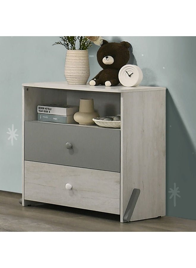 DANUBE HOME Walker 2 Drawer+1 Open Shelf Kids Dresser Durable Vanity Table Without Mirror Young Dresser With Storage Modern Design Bedroom Furniture L73Xw39.6Xh73.9Cm-White Ash+Grey  - Image 4