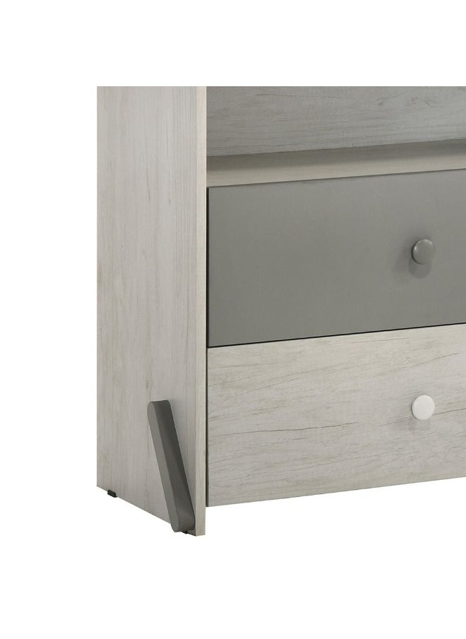 DANUBE HOME Walker 2 Drawer+1 Open Shelf Kids Dresser Durable Vanity Table Without Mirror Young Dresser With Storage Modern Design Bedroom Furniture L73Xw39.6Xh73.9Cm-White Ash+Grey  - Image 3
