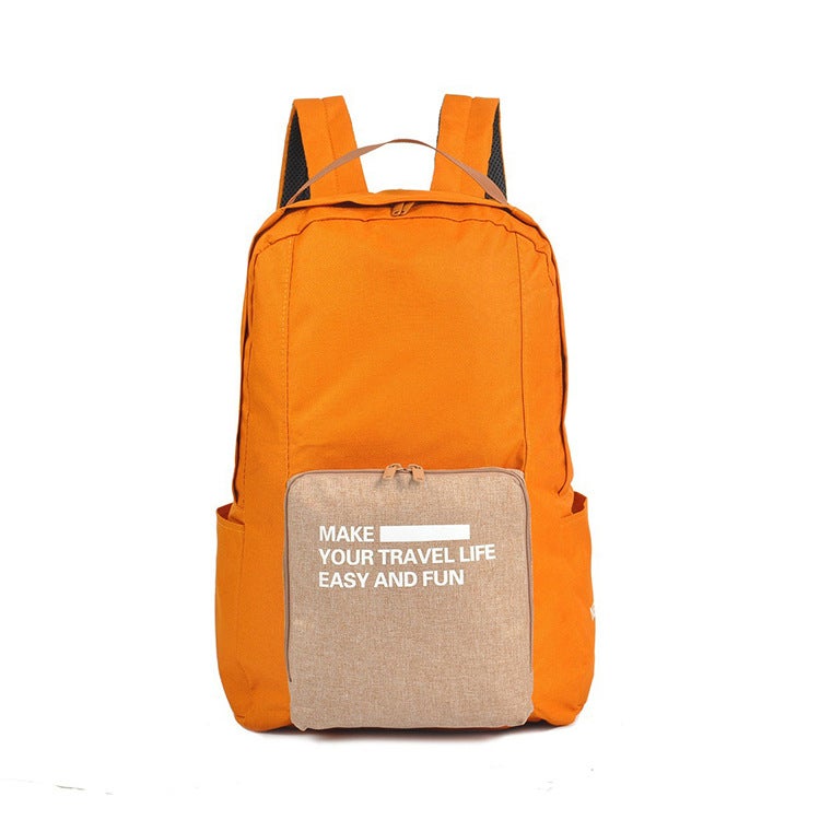 Thickened Travel Backpack Folding Storage Bag Orange
