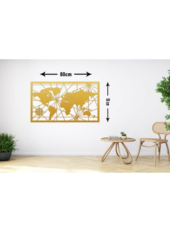 هوم جاليري لوحة فنية جدارية خشبية لخريطة العالم الهندسية - Image 1