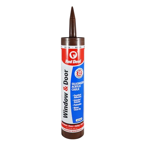 Red Devil 084640 Window & Door Silicon Acrylic Brown Caulk, 10.1 oz, Pack of 1, Made in USA - Image 1