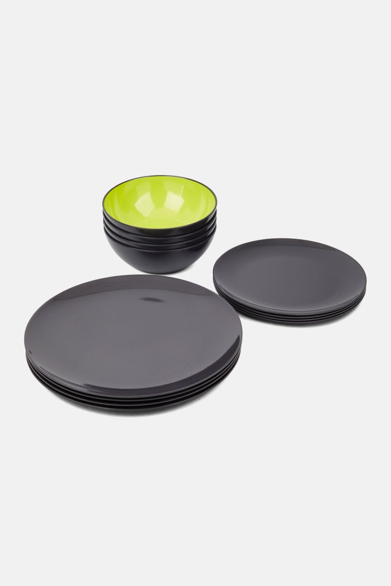Alpina 12-Piece Melamine Dinnerware Set, Green  - Image 1
