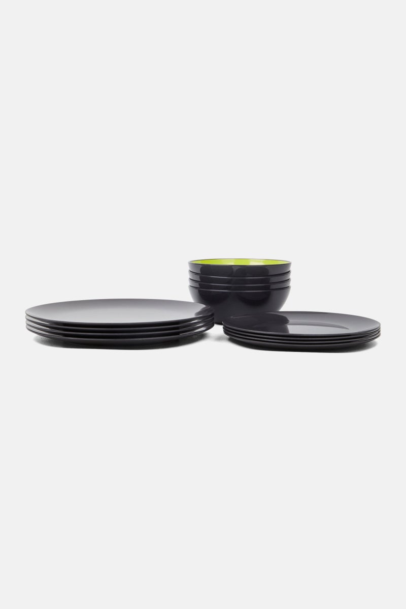 Alpina 12-Piece Melamine Dinnerware Set, Green  - Image 2