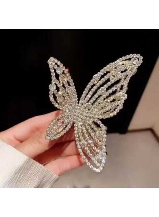 DN Creation Set of 1 Korean Crystal Rhinestone Hair Claws Metal Pearl Tasselled Stylish Fancey Hair Jaw Clamp Nonslip Hair Grab Clips Girls - Image 1