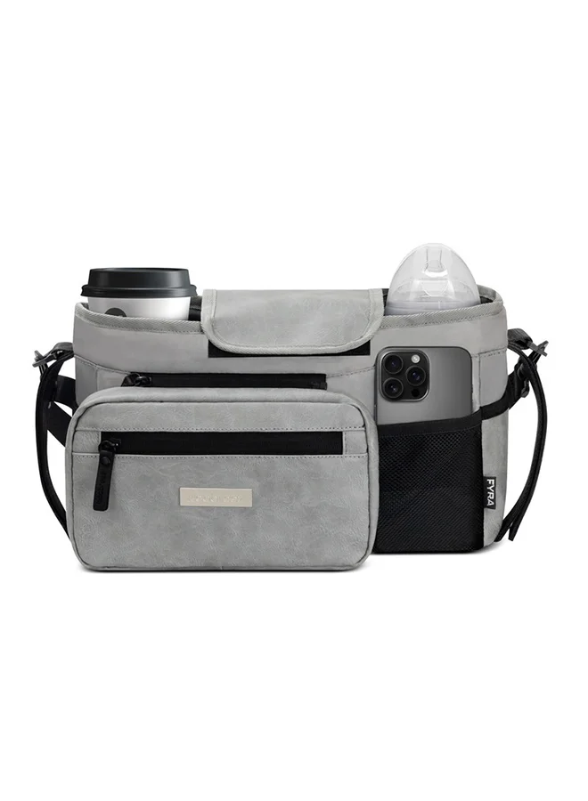 neobreez FYRA Universal Baby Stroller Organizer|Baby Stroller Caddy Hanging Travel Stroller Bag with Insulated  Cup Holder,  Bottle Holders|Phone Pocket |Fits All Strollers|Pram Buggy Pushchair Organizer Bag