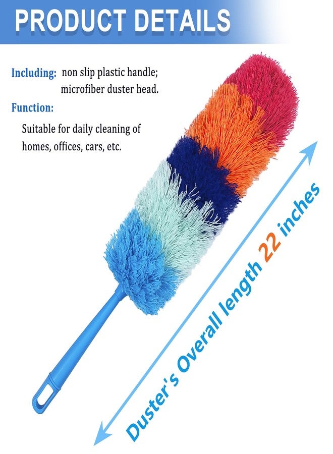 HDongany 2 Pack 22-Inch Rainbow Reusable Microfiber Dusters,Bendable and Washable Feather Duster for Everyday Cleaning in Home, Library, Office, Car, and More - Image 2