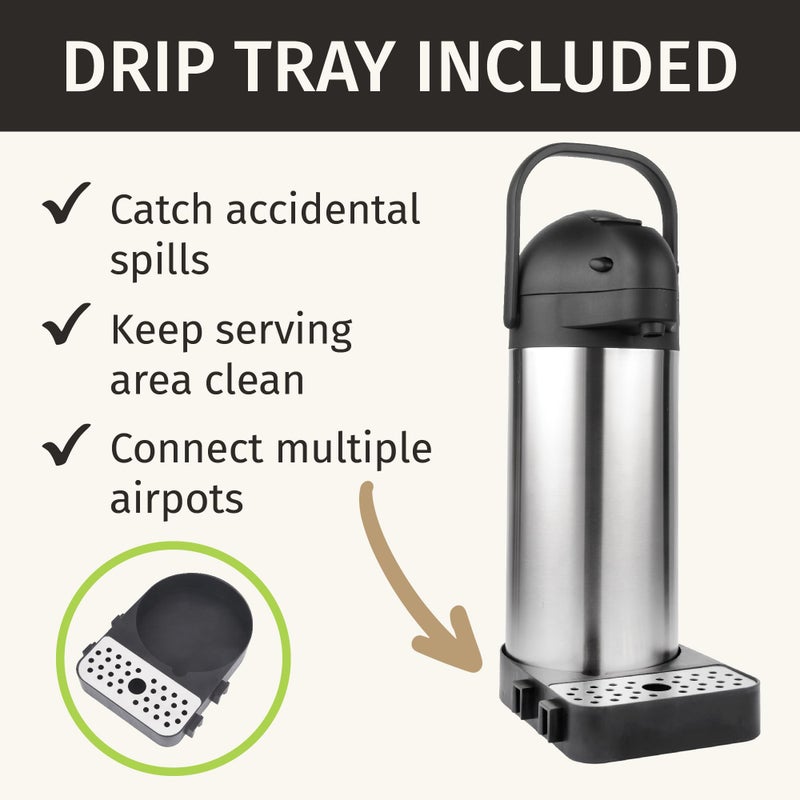 Cresimo Airpot Coffee Dispenser with Pump & Tray - 102oz/3L Coffee Carafe with Pump - 12 Hours Hot Drink Dispenser for Parties - Stainless Steel Thermal Carafe for Hot Cocoa Bar -Easy-to-Use Insulated Pitcher - Image 4