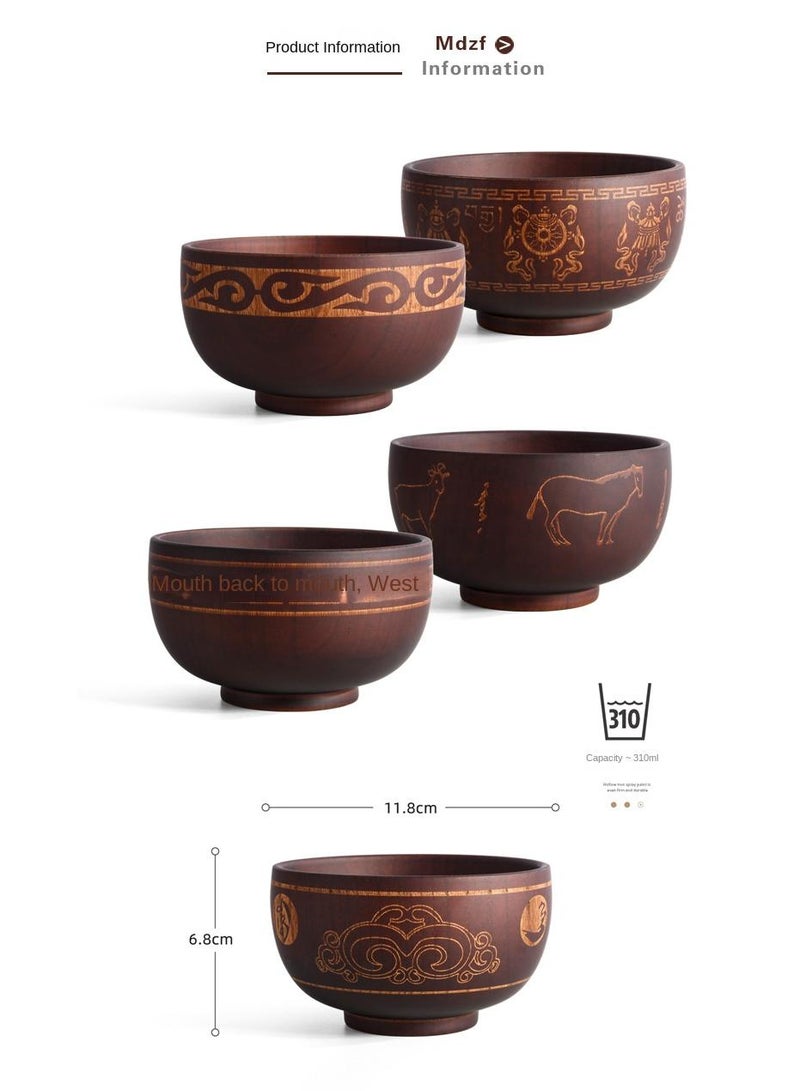 general 5-Piece Wooden Bowl Wooden Milk Tea Bowl  - Image 2
