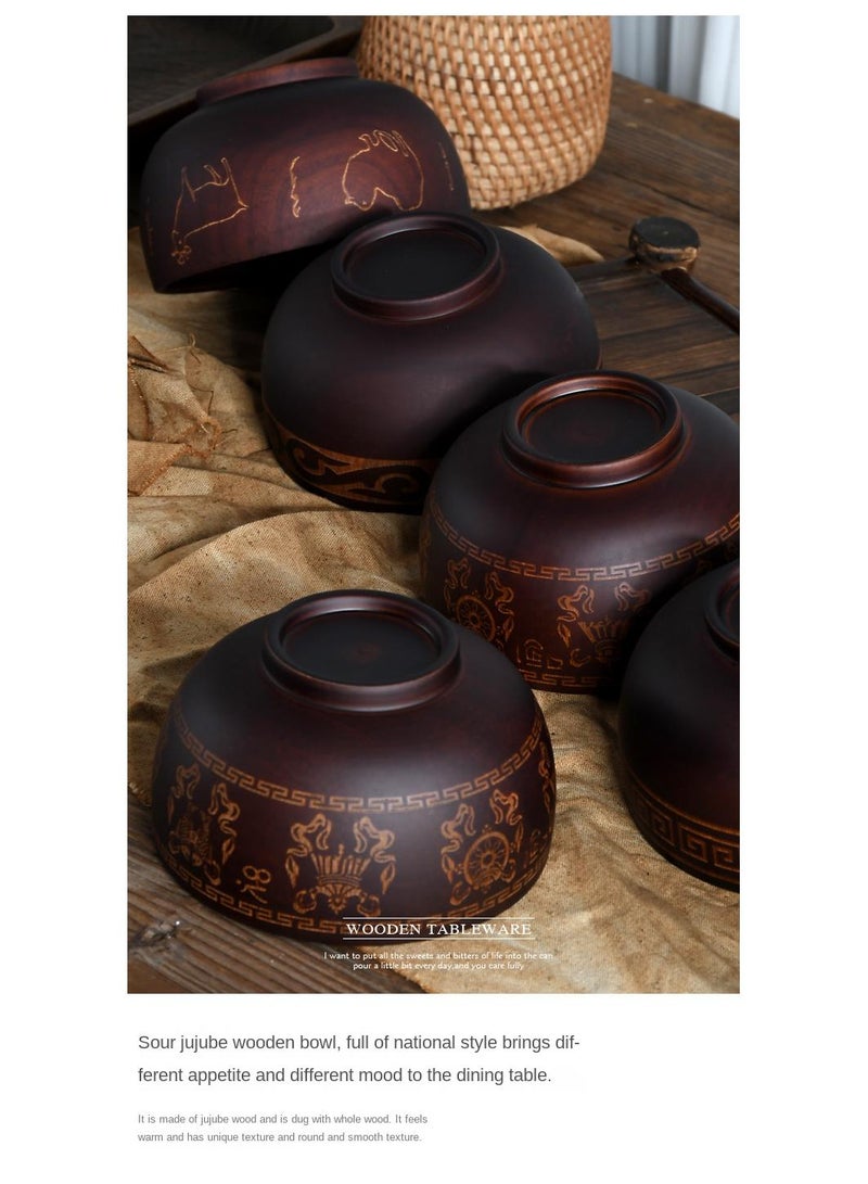 general 5-Piece Wooden Bowl Wooden Milk Tea Bowl  - Image 5