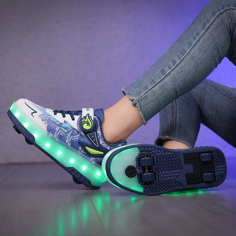 Supply Four-Wheel Roller Shoes for Boys – Non-Slip Skating and Walking Sports Shoes - Image 3