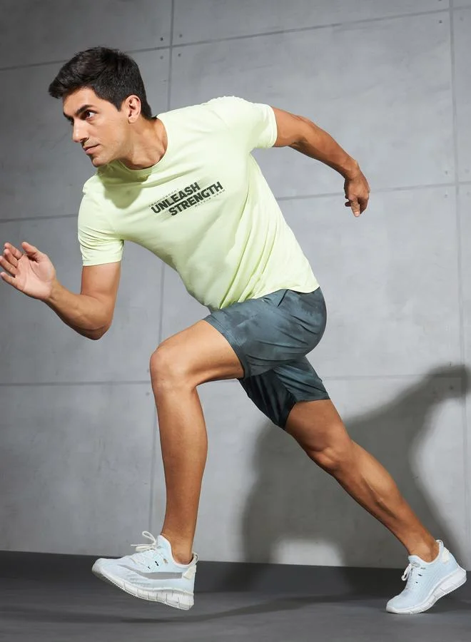 Technosport Technosport Solid 2-Way Stretch Tie-Dye Print Shorts