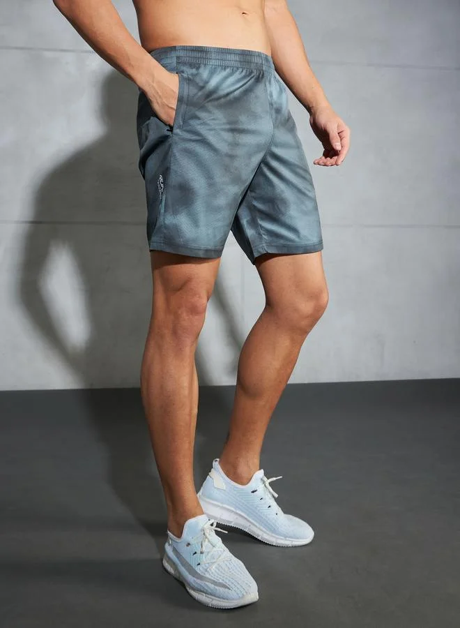 Technosport Technosport Solid 2-Way Stretch Tie-Dye Print Shorts