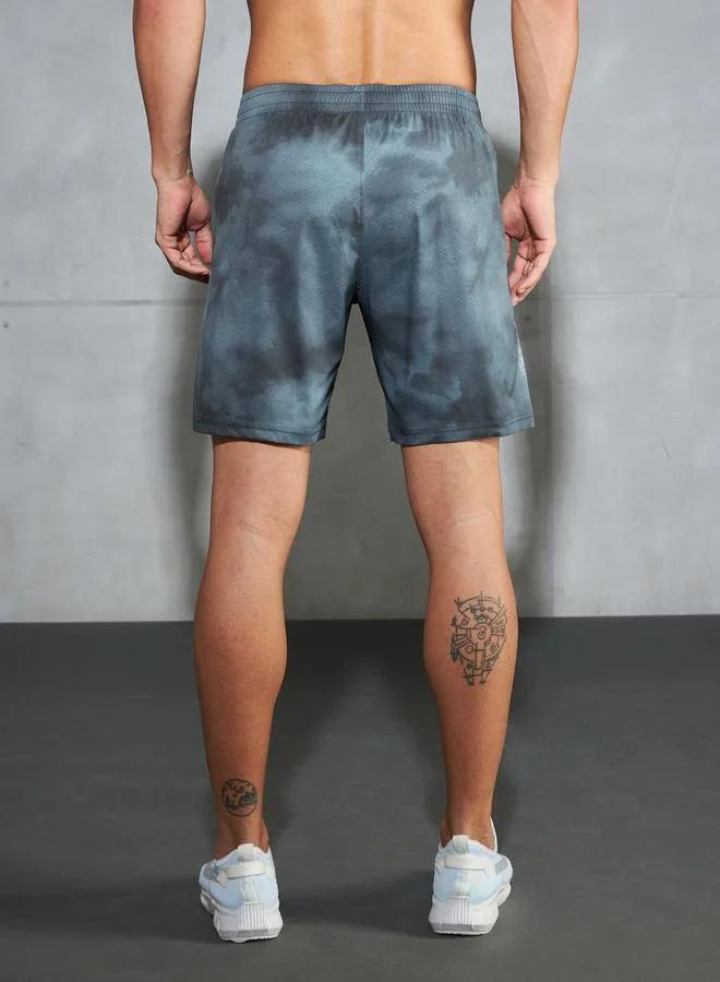 Technosport Technosport Solid 2-Way Stretch Tie-Dye Print Shorts