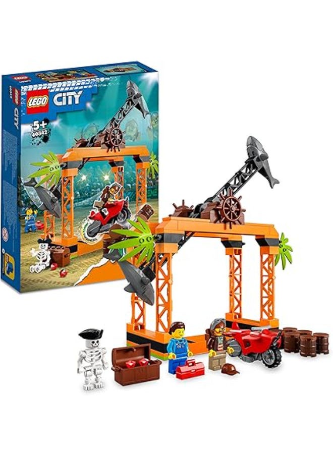 LEGO City Stuntz The Shark Attack Stunt Challenge Adventure Series Toy With Flywheel Powered Stunt Bike & Racer Minifigure  - Image 1