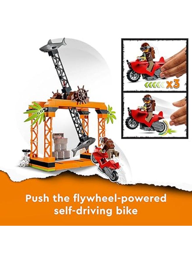 LEGO City Stuntz The Shark Attack Stunt Challenge Adventure Series Toy With Flywheel Powered Stunt Bike & Racer Minifigure  - Image 3