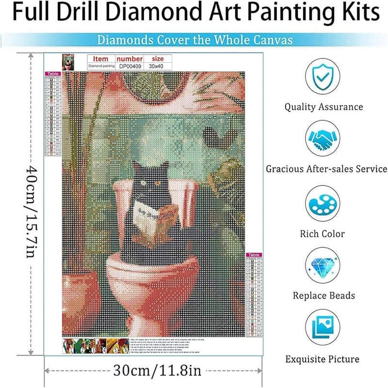 ARPADAMO Diamond Painting Kits for Adults - cat DIY 5D Diamond Art Kits Full Drill Diamond Dots Paintings with Diamonds Gem Art and Crafts Home Decor 12x16inch - Image 4