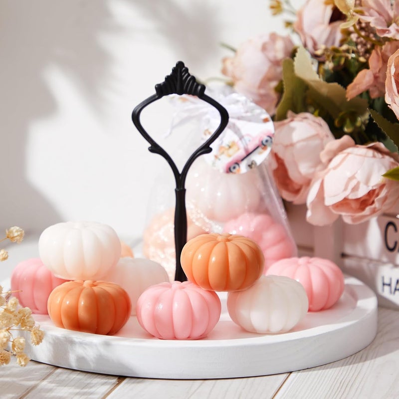 Maxcheck 12 Sets Fall Little Pumpkin Baby Shower Favors Soap Party Favors Include Pumpkin Soap Themed Tags Organza Bag for Thanksgiving Wedding Decoration Bridal Gender Reveal (Girl Pink) - Image 4