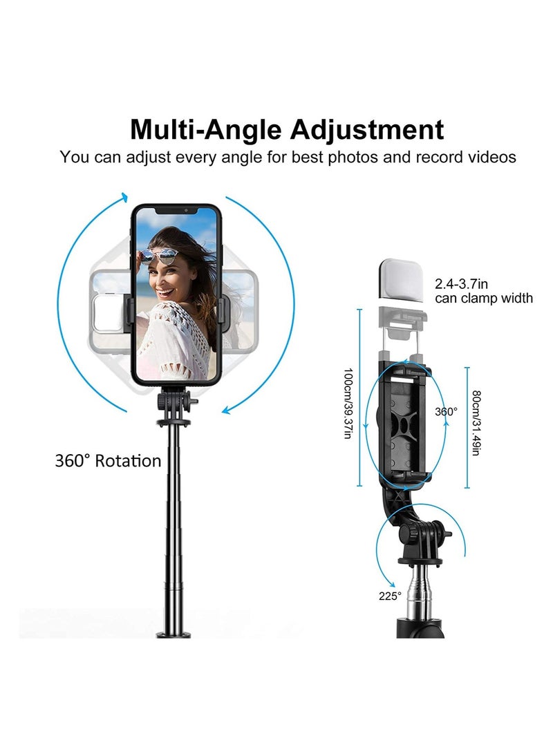 ELTRAZONE Selfie Stick with LED Fill Light, Phone Tripod Stand with Detachable Bluetooth Wireless Remote Compatible with iPhone 12/11/XR/X/Pro, Galaxy S10 and More(Black-White Lights) - Image 5