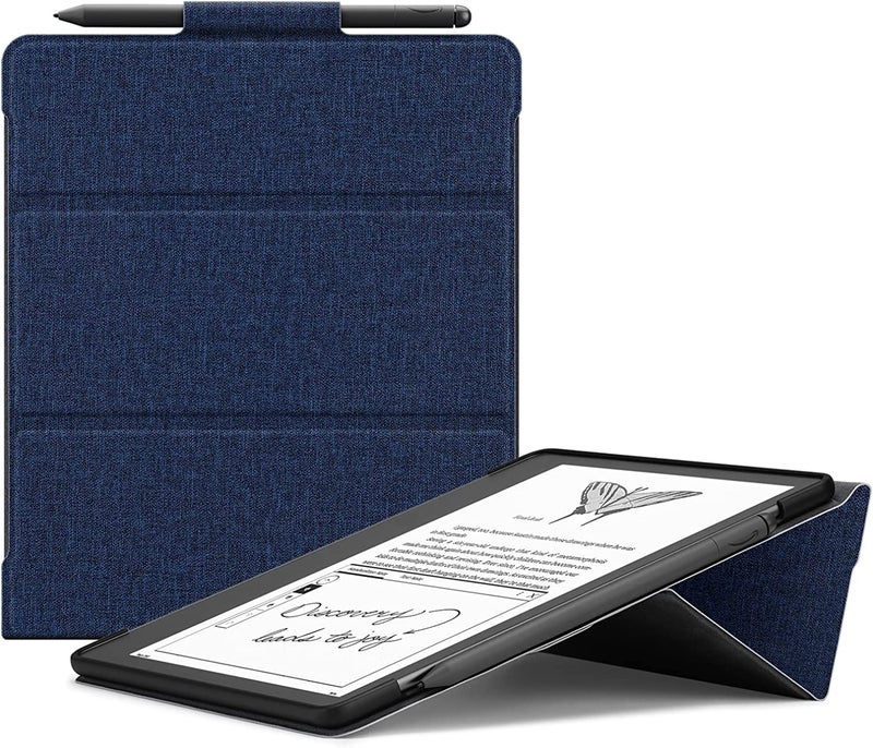 Ayotu Stand Case for Kindle Scribe 10.2 Inch (2024/2022 Released) - Auto Sleep/Wake, Premium Sturdy Fabric Cover with Pen Holder, Only for 10.2" Kindle Scribe, Blue - Image 1