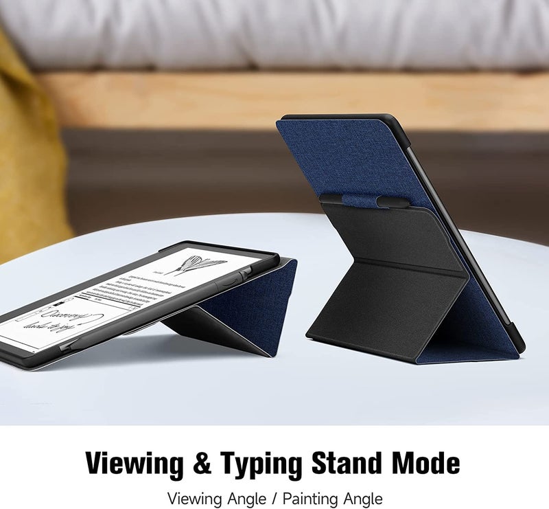 Ayotu Stand Case for Kindle Scribe 10.2 Inch (2024/2022 Released) - Auto Sleep/Wake, Premium Sturdy Fabric Cover with Pen Holder, Only for 10.2" Kindle Scribe, Blue - Image 3