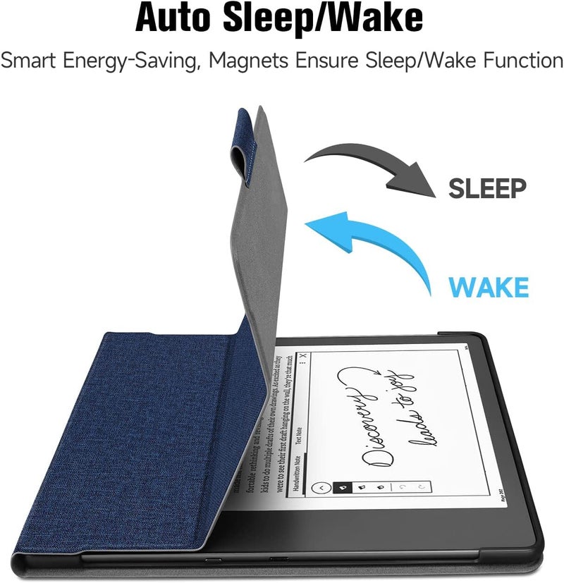 Ayotu Stand Case for Kindle Scribe 10.2 Inch (2024/2022 Released) - Auto Sleep/Wake, Premium Sturdy Fabric Cover with Pen Holder, Only for 10.2" Kindle Scribe, Blue - Image 2