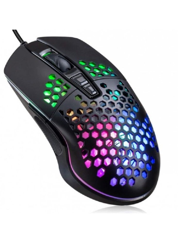 Andowl - QM1 RGB Gaming Mouse - 6400 DPI - Ultra Lightweight 75 Gram - 7 programmable keys - 3325 IC chip - Cable length 1.5m - Image 1
