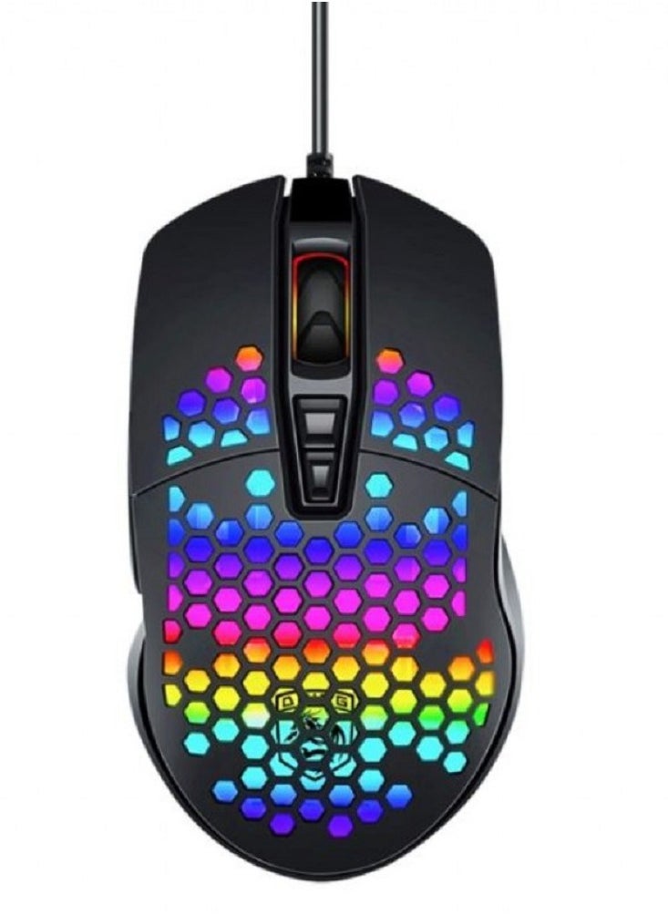 Andowl - QM1 RGB Gaming Mouse - 6400 DPI - Ultra Lightweight 75 Gram - 7 programmable keys - 3325 IC chip - Cable length 1.5m - Image 1