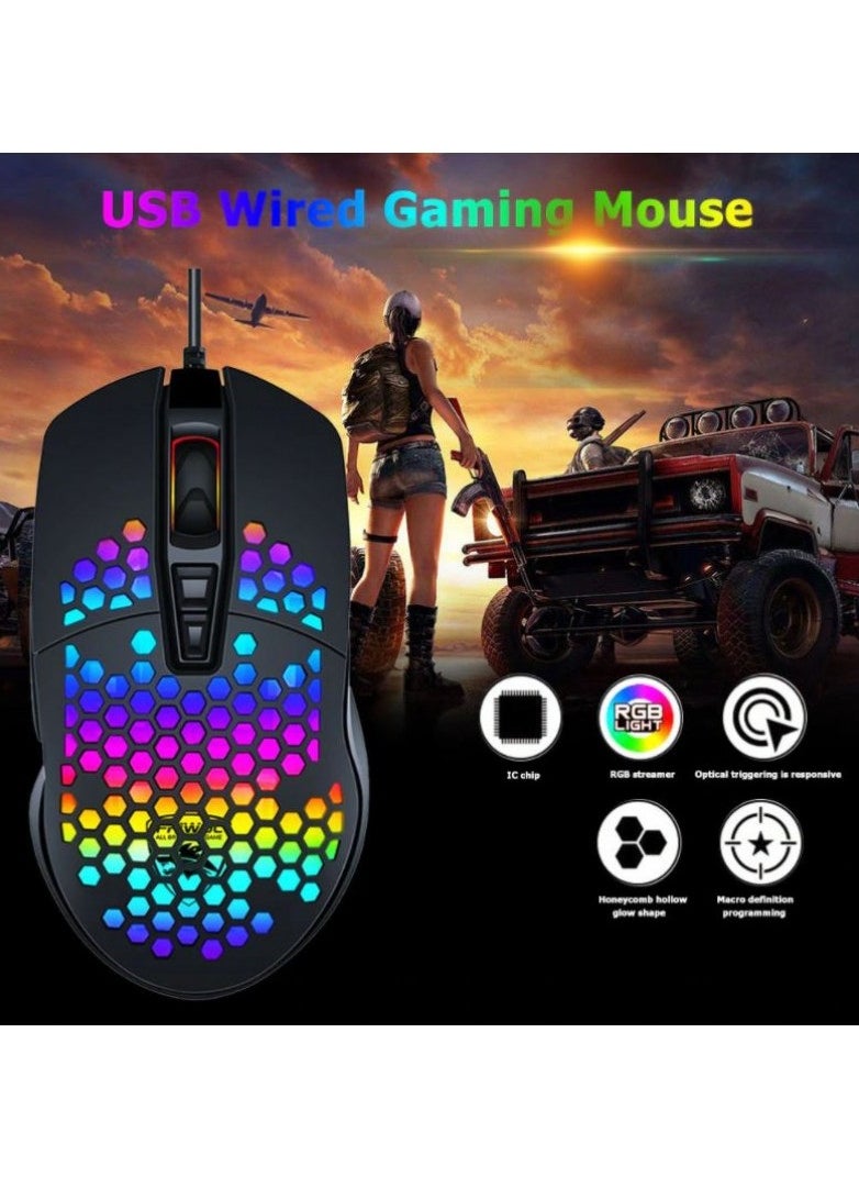 Andowl - QM1 RGB Gaming Mouse - 6400 DPI - Ultra Lightweight 75 Gram - 7 programmable keys - 3325 IC chip - Cable length 1.5m - Image 1