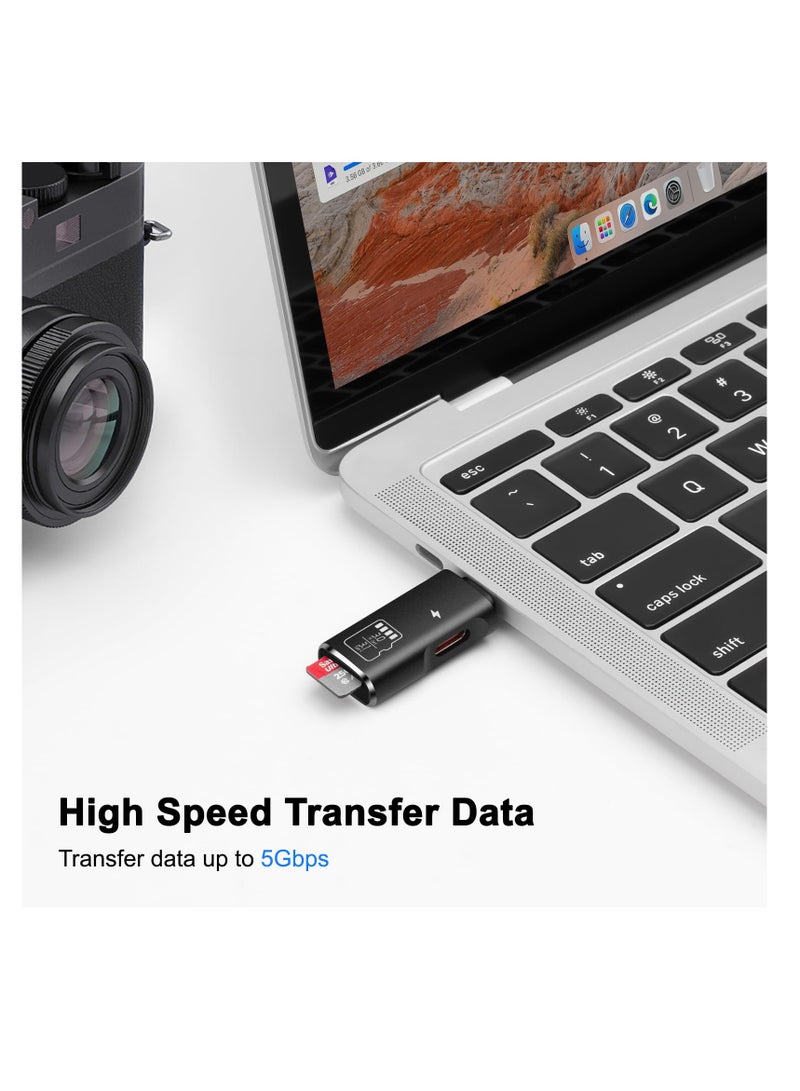 SYOSI TF Card Reader, Micro SD Card Reader and Type-C 15W PD Charging, Type C TF Memory Card Reader Adapter Compatible with Laptops, MacBook, Samsung Galaxy (Black) - Image 4