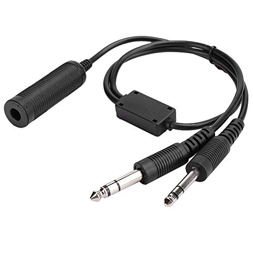 Serounder Headset Adapter Cable,U174 Helicopter to General Aviation Headset Adapter Cable with Dual GA Plugs (3/16 "Mic Plug,1/4" Speaker Plug) - Image 1