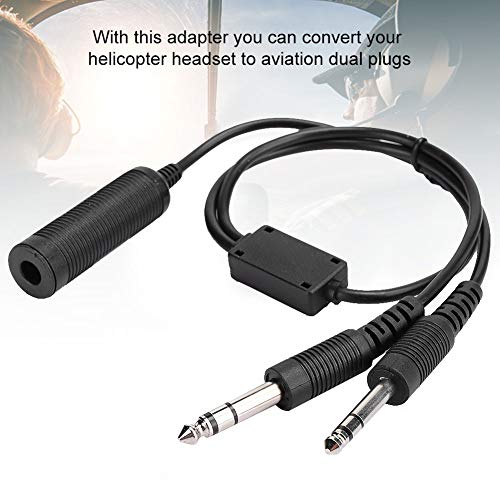Serounder Headset Adapter Cable,U174 Helicopter to General Aviation Headset Adapter Cable with Dual GA Plugs (3/16 "Mic Plug,1/4" Speaker Plug) - Image 2