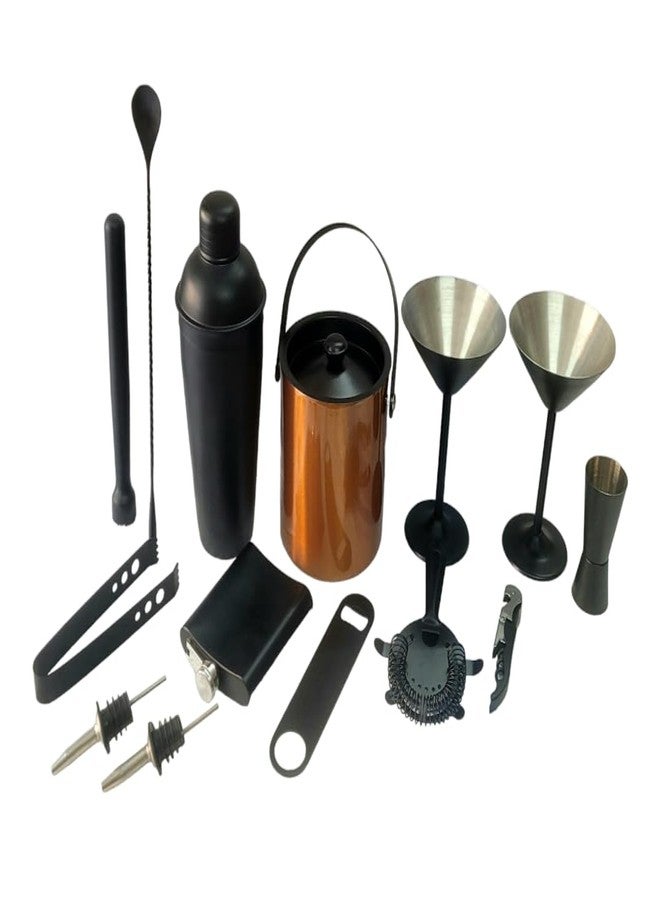 Proniks Stainless Steel Ice Bucket 1Liter and Bar Accessories in(Pack of 14) in Multi Color for Home, Bar and Mini Bar and for Cocktail and mocktail Parties.Make in India - Image 1