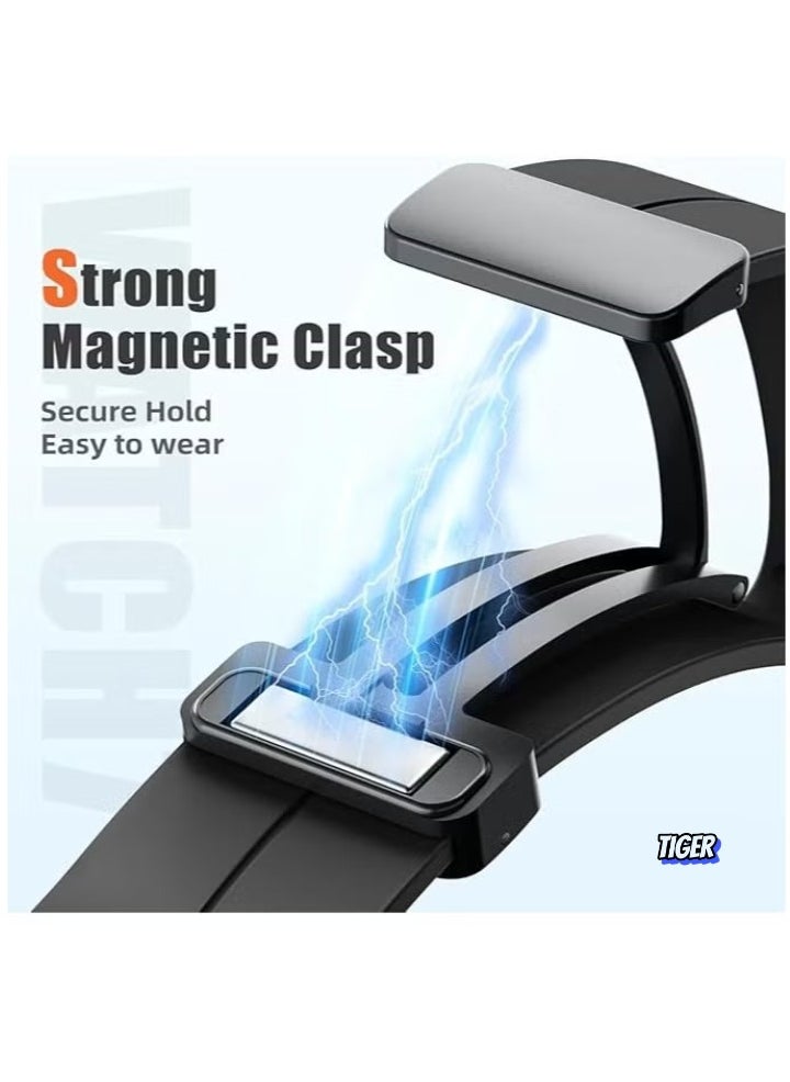 TIGER Magnetic Band Compatible with Samsung Galaxy Watch 7 Ultra 2024 – Silicone Sports Strap, D-Buckle Replacement, No Gap Design, Magnetic Closure, Stylish and Comfortable Band for Men & Women - Image 1