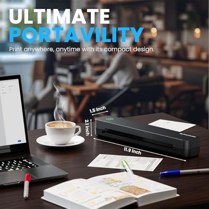 C80 A4 PORTABLE THERMAL PRINTER, PORTABLE THERMAL PRINTER COMPATIBLE WITH A4 SIZE, INKLESS PRINTER COMPATIBLE WITH ANDROID AND IOS AND LAPTOP FOR OFFICE, CAR AND HOME - Image 3