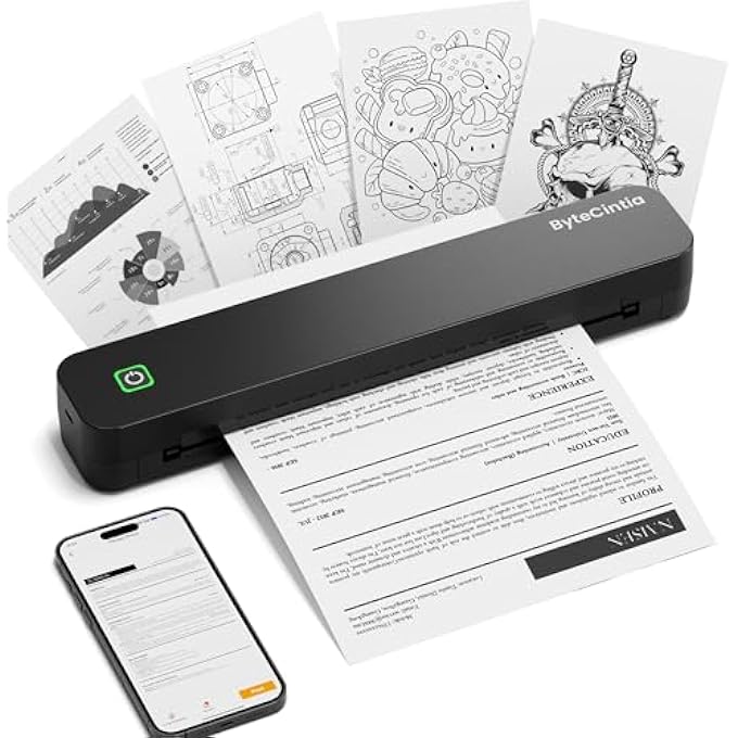 C80 A4 PORTABLE THERMAL PRINTER, PORTABLE THERMAL PRINTER COMPATIBLE WITH A4 SIZE, INKLESS PRINTER COMPATIBLE WITH ANDROID AND IOS AND LAPTOP FOR OFFICE, CAR AND HOME - Image 1