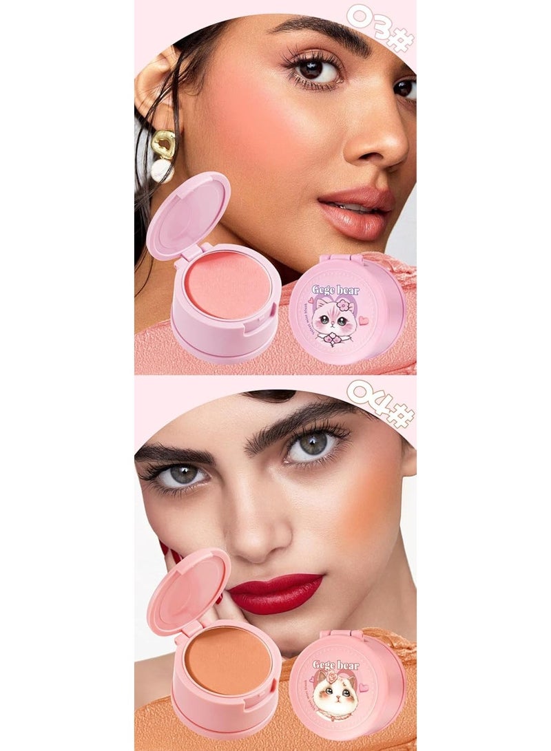 Gege Bear Velvet Mist Blush | Cute Cartoon Bear Compact with Mirror & Sponge Puff | Blendable Powder Blush for Fair to Medium Skin Tones | Waterproof Long Lasting Color Pink, Rose, Peach, Lavender| Matte Finish Blusher for Cheeks | Soft Velvety Texture For Face Makeup Women Girls (03# Lavender, 4g) - Image 4