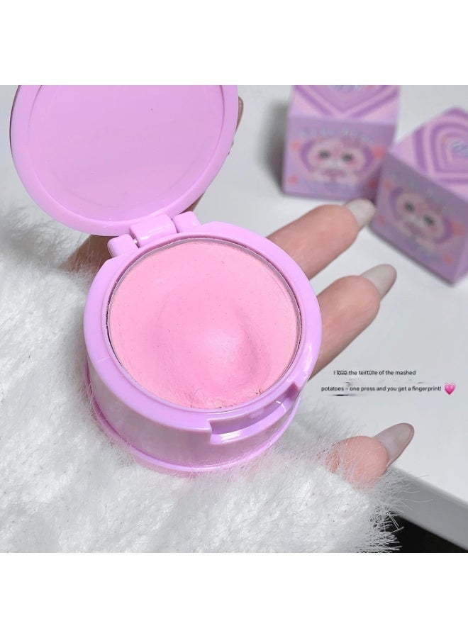 Gege Bear Velvet Mist Blush | Cute Cartoon Bear Compact with Mirror & Sponge Puff | Blendable Powder Blush for Fair to Medium Skin Tones | Waterproof Long Lasting Color Pink, Rose, Peach, Lavender| Matte Finish Blusher for Cheeks | Soft Velvety Texture For Face Makeup Women Girls (03# Lavender, 4g) - Image 2
