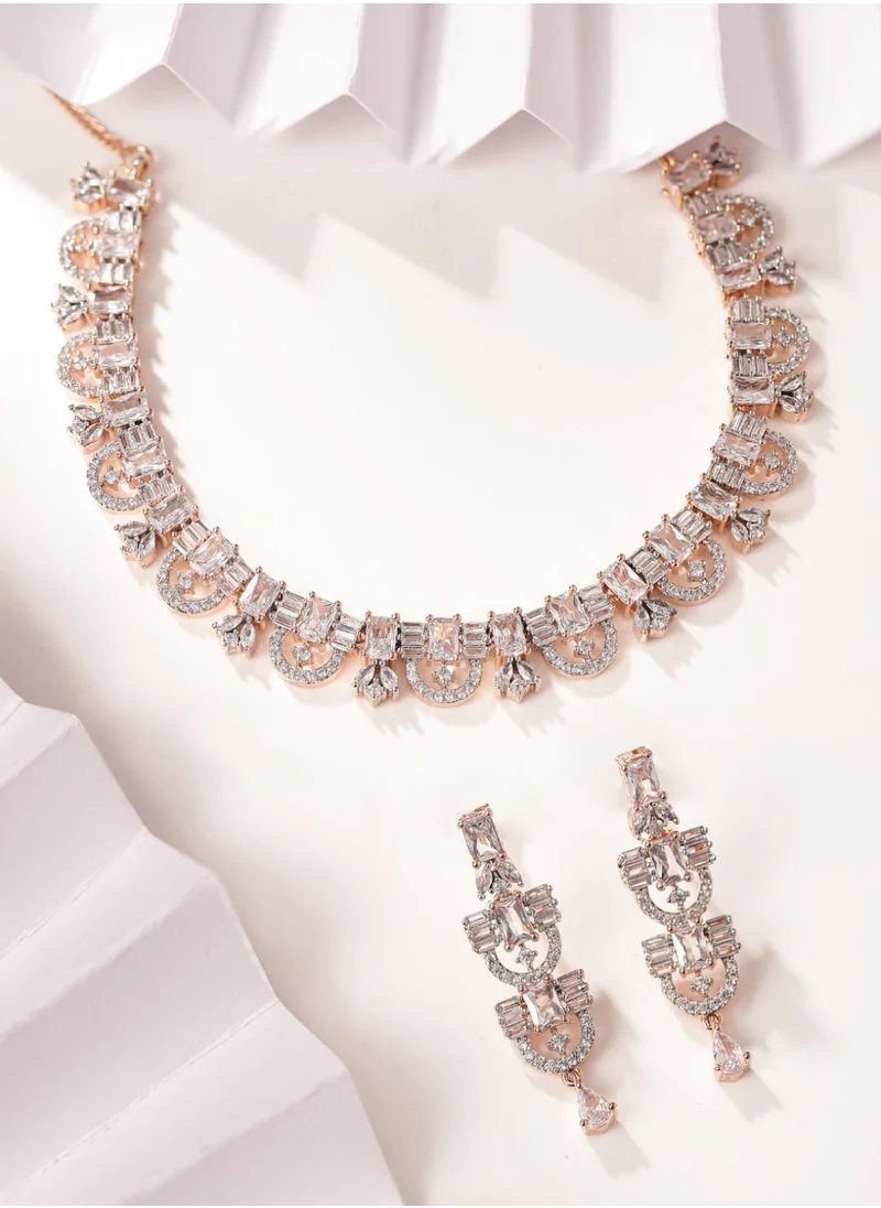 Priyaasi Rose American Diamond-Studded Jewellery Set