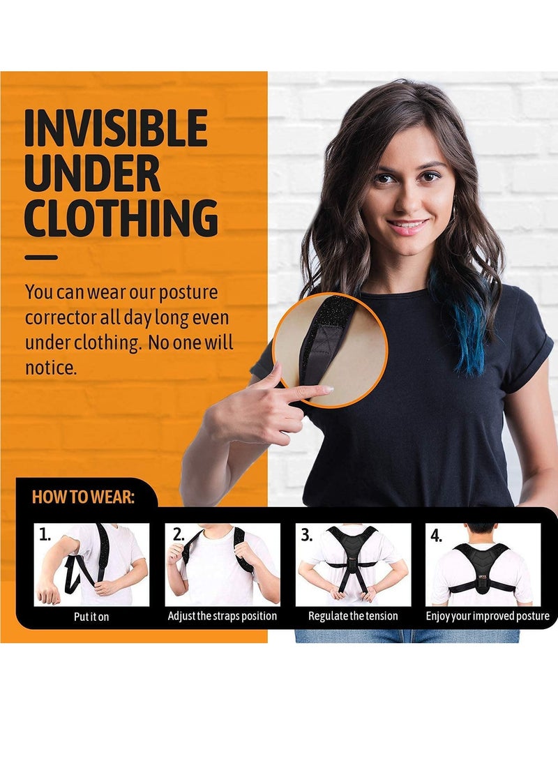 Posture Corrector for Women and Men - Upgraded Lengthened Soft Sponge Pad Adjustable Upper Back Brace for Clavicle Support and Providing Pain Relief from Neck, Back and Shoulder - Image 5