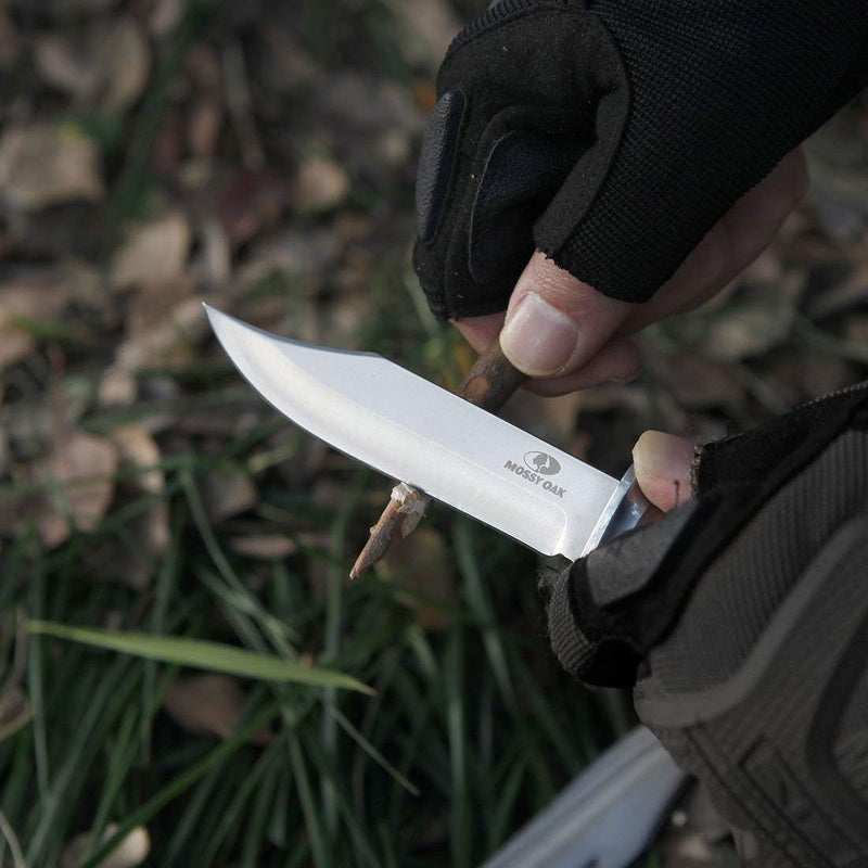 Mossy Oak سكين بووي من موسي أوك 2 قطعة، سكين صيد بشفرة ثابتة مع مقبض جلدي، تشمل غمد - Image 5