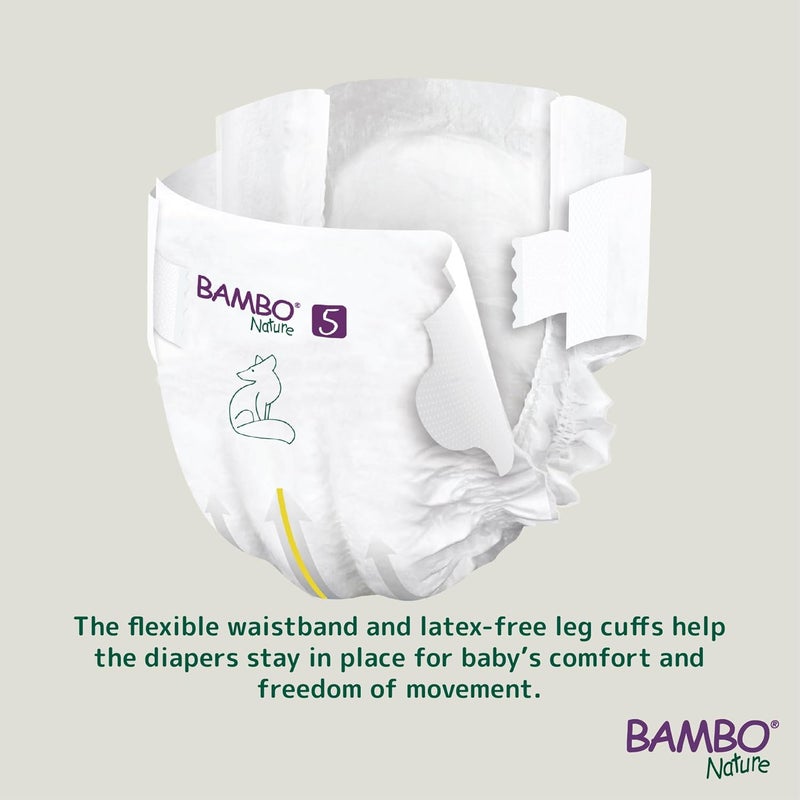 BAMBO NATURE حفاضات أطفال مميزة - حقيبة خضراء، الحجم 5، 132 قطعة - Image 4