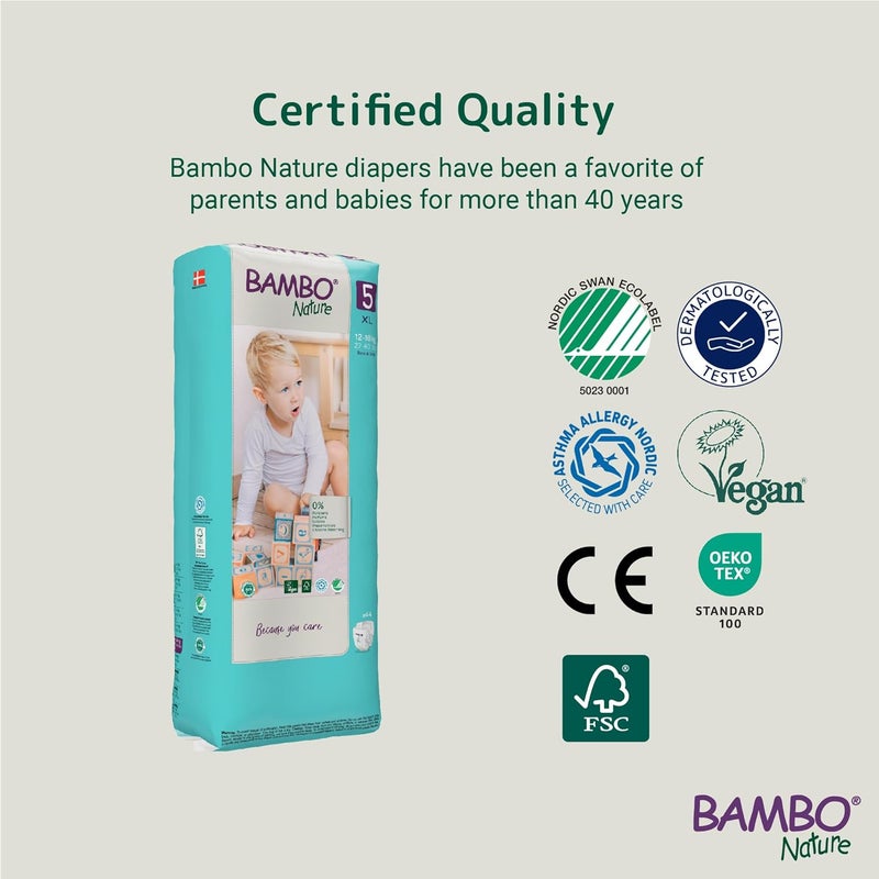 BAMBO NATURE حفاضات أطفال مميزة - حقيبة خضراء، الحجم 5، 132 قطعة - Image 2
