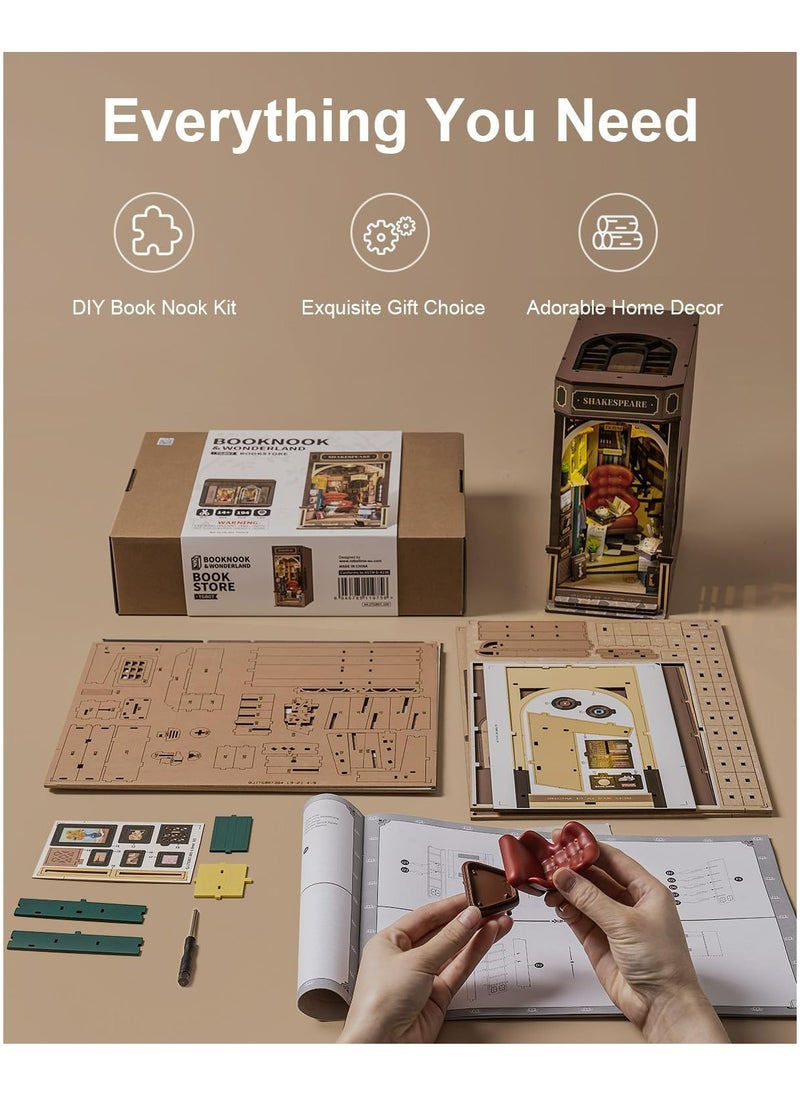روبوتايم Rolife مكتبة DIY كتاب زاوية الجرف إدراج كيت TGB07 ، 3D لغز خشبي للبالغين والمراهقين الجمعية دعابة الدماغ DIY بناء نموذج الحرف اليدوية مجموعات ، هدايا فريدة من نوعها وديكور المنزل  - Image 3