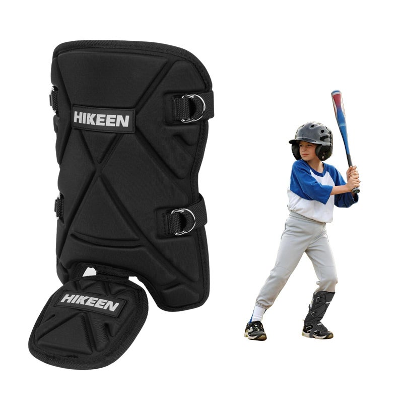 Hikeen Baseball Leg Guard Batters Shin and Foot Shield with Adjustable Straps Batting Softball Gear Suitable for Right Hand Left Hand Hitters for Kids - Image 2