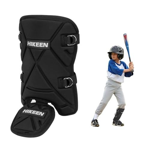 Hikeen Baseball Leg Guard Batters Shin and Foot Shield with Adjustable Straps Batting Softball Gear Suitable for Right Hand Left Hand Hitters for Kids - Image 1