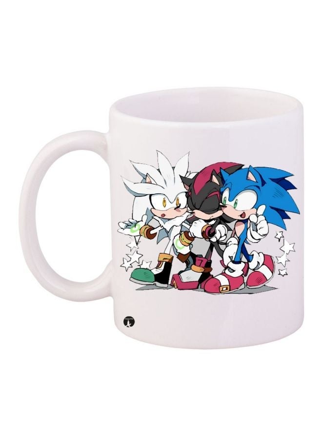 RYN Sonic The Hedgehog Printed Coffee Mug White/Blue/Red 11ounce