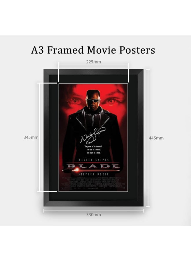 HWC Trading HWC Trading Blade 1 Wesley Snipes 16 x 12 inch Framed Gifts Printed Poster Signed Autograph Picture for Movie Memorabilia Fans - 16" x 12" Framed  - Image 2