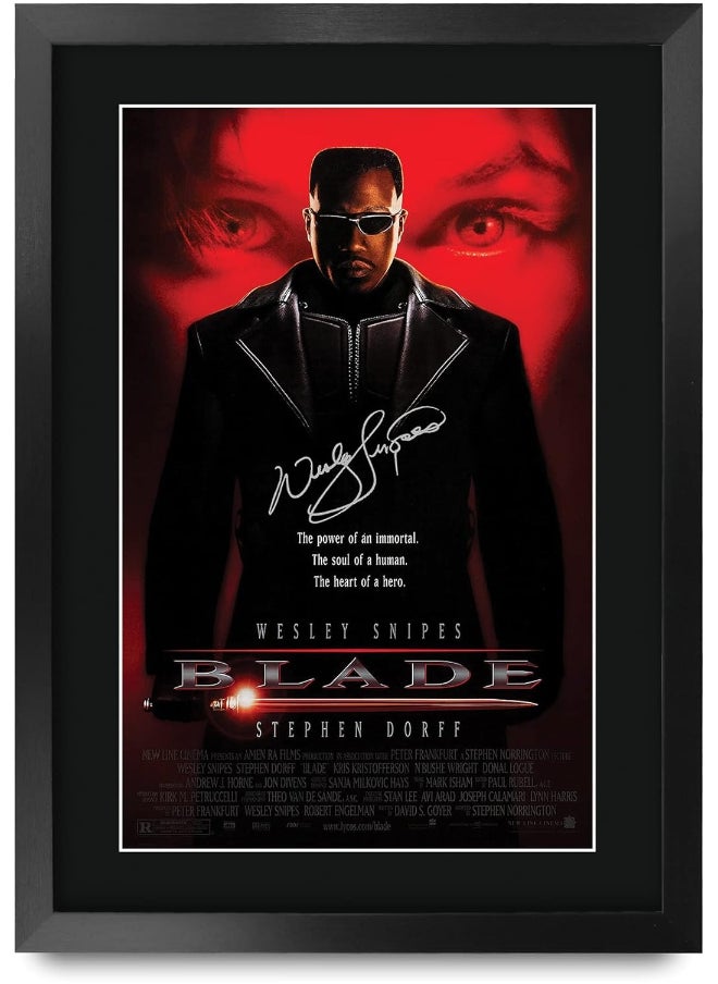 HWC Trading HWC Trading Blade 1 Wesley Snipes 16 x 12 inch Framed Gifts Printed Poster Signed Autograph Picture for Movie Memorabilia Fans - 16" x 12" Framed  - Image 1