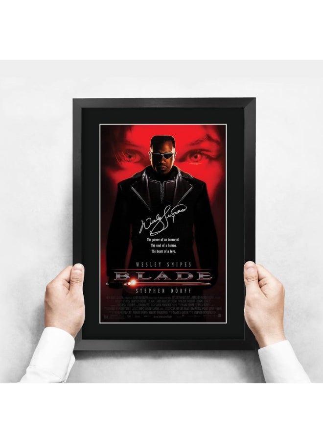 HWC Trading HWC Trading Blade 1 Wesley Snipes 16 x 12 inch Framed Gifts Printed Poster Signed Autograph Picture for Movie Memorabilia Fans - 16" x 12" Framed  - Image 3