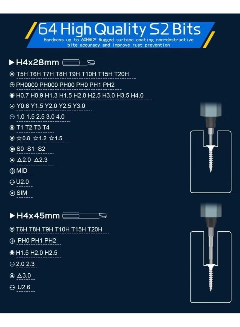 66-in-1 Mini Electric Screwdriver Set – Magnetic Bits, 5 Torque Levels, Adjustable Repair Tool for Phones, Laptops, PCs, Glasses, and Watches - Image 3